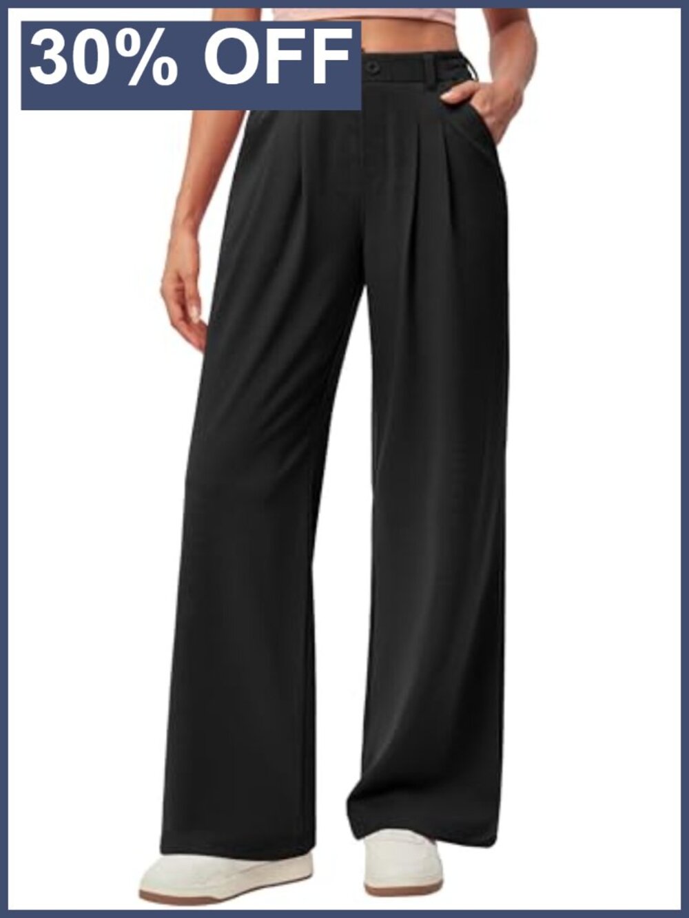 Wide Leg Pull On Dress Pants Waffle Knit Business Casual Trousers